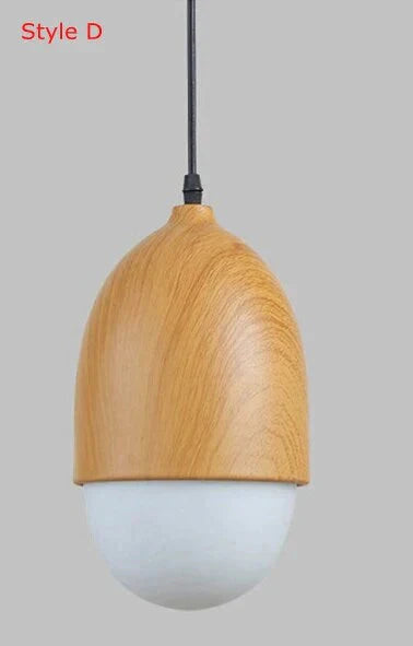 Imitation Wood Nut Pendant Lamp Industrial Retro Kitchen Shade Light For Dining Room Restaurant