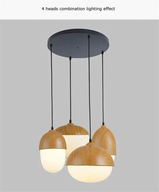 Imitation Wood Nut Pendant Lamp Industrial Retro Kitchen Shade Light For Dining Room Restaurant