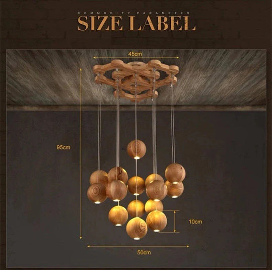 Wood Balls Chandelier Lighting Modern Nordic Creative Pendant Lamp Drop Lights For Loft Room Hotel