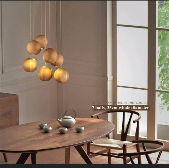 Wood Balls Chandelier Lighting Modern Nordic Creative Pendant Lamp Drop Lights For Loft Room Hotel