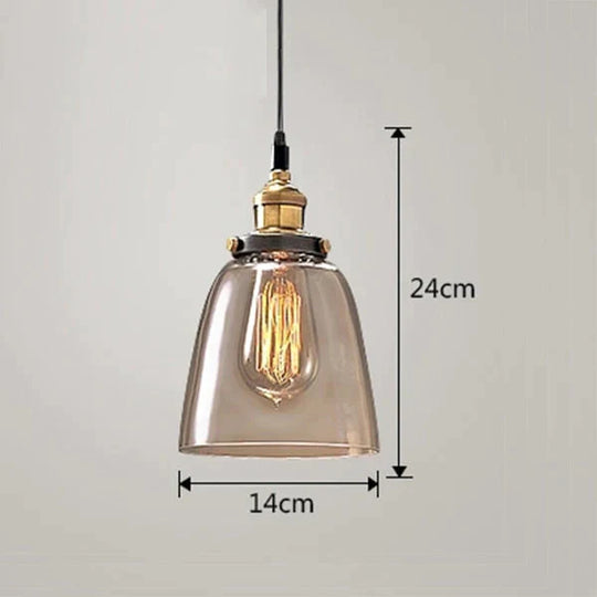 Vintage Pendant Lights American Amber Glass Lamp E27 Edison Light Bulb Dinning Room Kitchen Home