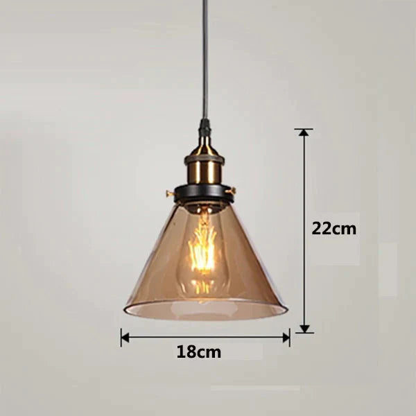 Vintage Pendant Lights American Amber Glass Lamp E27 Edison Light Bulb Dinning Room Kitchen Home