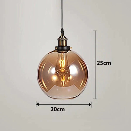 Vintage Pendant Lights American Amber Glass Lamp E27 Edison Light Bulb Dinning Room Kitchen Home