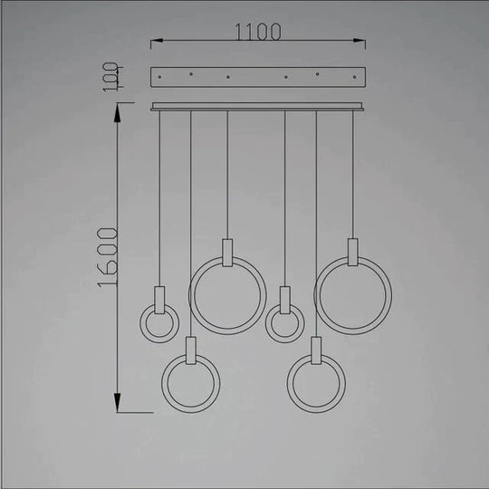 Modern 1/3/6Heads Led Chandeliers Wood Acrylic Ring Chandelier For Loft Decor 6 Heads Square 114W /