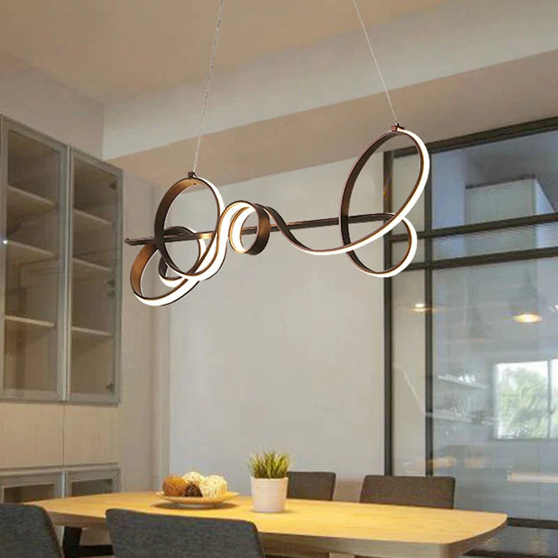 Coffee Finish Length 790Mm Modern Led Pendant Lights For Dining Kitchen Room Bar Home Deco Lamp