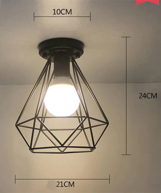 Vintage Ceiling Lights Lustre Luminaria Led Lamp Loft Iron Cage Fixtures Lighting 3