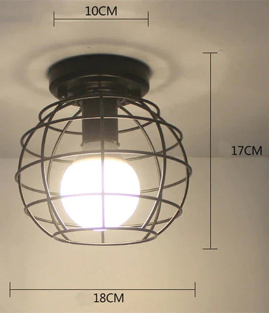 Vintage Ceiling Lights Lustre Luminaria Led Lamp Loft Iron Cage Fixtures Lighting 11