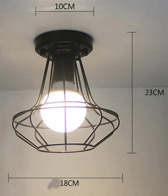 Vintage Ceiling Lights Lustre Luminaria Led Lamp Loft Iron Cage Fixtures Lighting