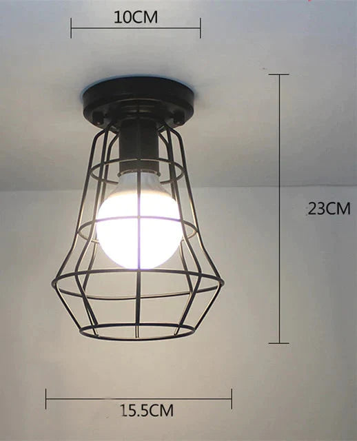Vintage Ceiling Lights Lustre Luminaria Led Lamp Loft Iron Cage Fixtures Lighting 19