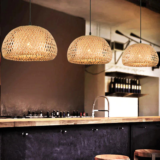 Modern Bamboo Hand Knitted Pendant Lamp For Dinning Living Room