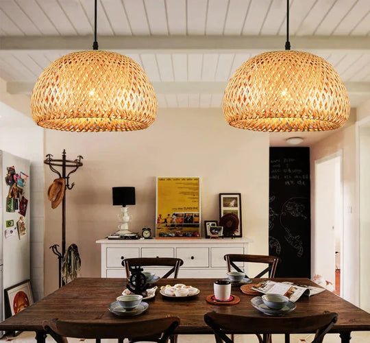 Modern Bamboo Hand Knitted Pendant Lamp For Dinning Living Room