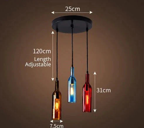 Wine Bottle Pendant Lamp Led Light Creative Bar Saloon Restaurant Home Christmas Decor 5 Colors