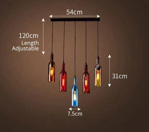 Wine Bottle Pendant Lamp Led Light Creative Bar Saloon Restaurant Home Christmas Decor 5 Colors