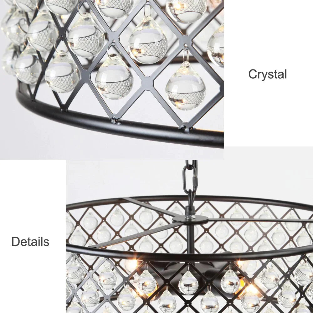 Crystal Pendant Lights Retro Industrial Restaurant Bar Lamps Bedroom Living Room Indoor Handing E27