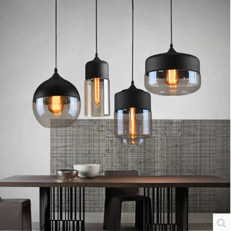 Metal Industrial Glass Pendant Light Black Loft Bar Counter Dining Room Personality Creative