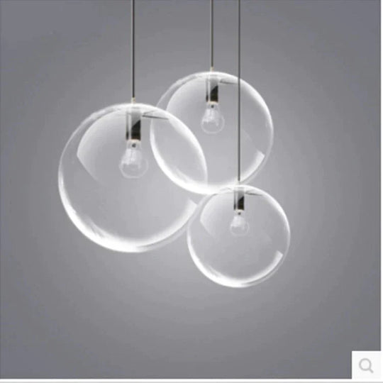 Modern Single - Head Dining Room Bedroom Living Indoor Pendant Light Clear Bubble Glass Ball Lamp