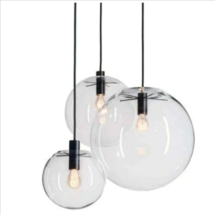 Modern Single - Head Dining Room Bedroom Living Indoor Pendant Light Clear Bubble Glass Ball Lamp