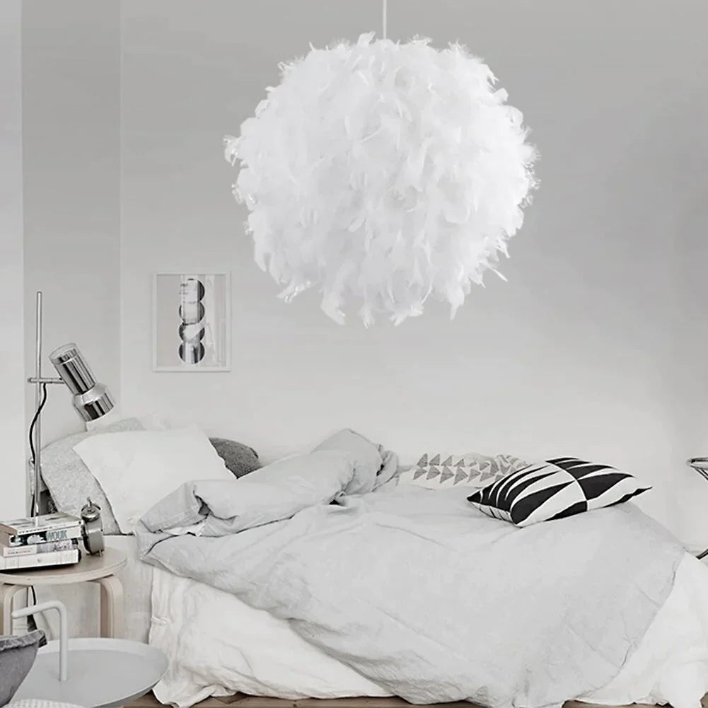 Pendant Feather Lamp Romantic Dreamlike Droplight Bedroom Living Room Parlor Hanging E26/E27 Max 60W