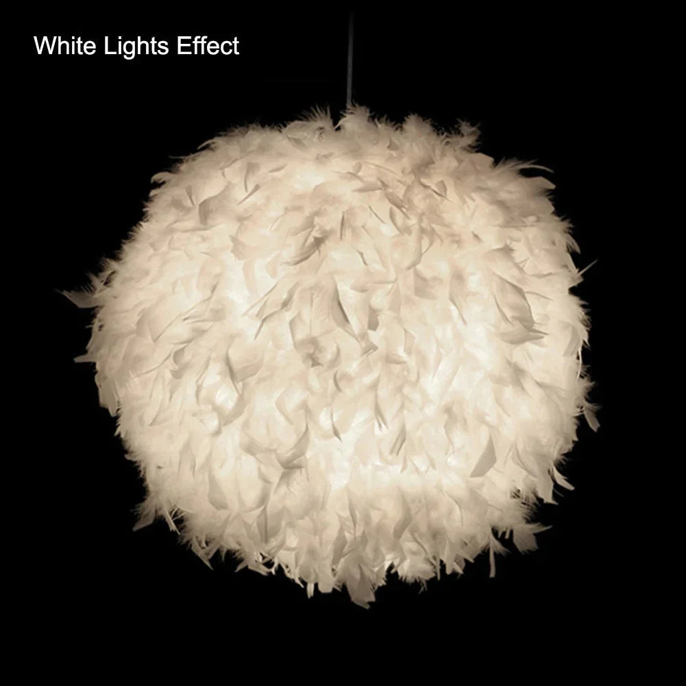 Pendant Feather Lamp Romantic Dreamlike Droplight Bedroom Living Room Parlor Hanging E26/E27 Max 60W