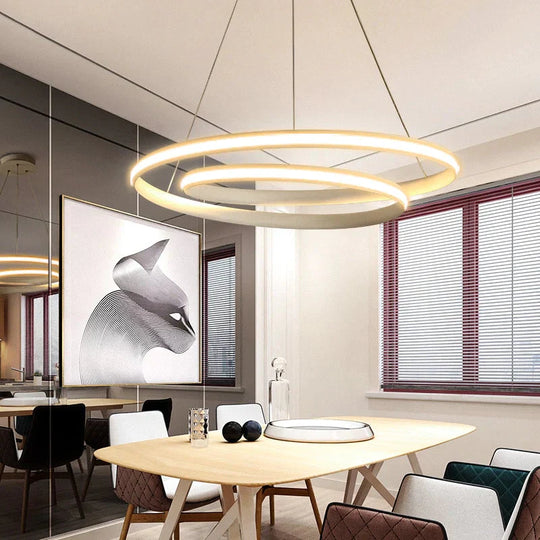Creative Modern Led Pendant Lights For Living Room Dining Bedroom White Color / Diameter 460Mm