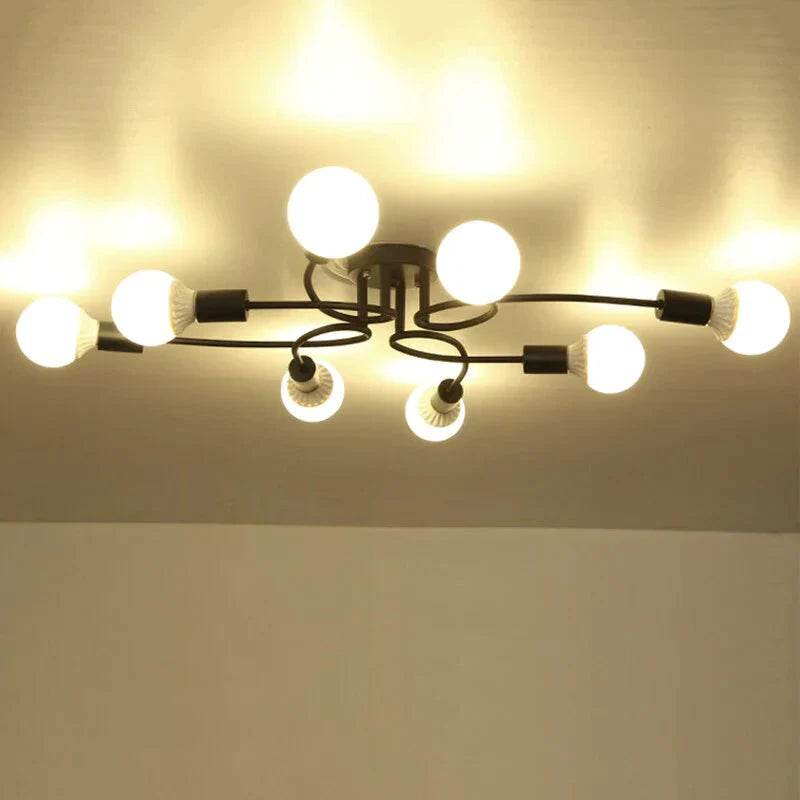 Modern Novelty 8 Lights Iron Glass Ceiling Lamp Led E27 Europe Simple Light With 2 Colors For