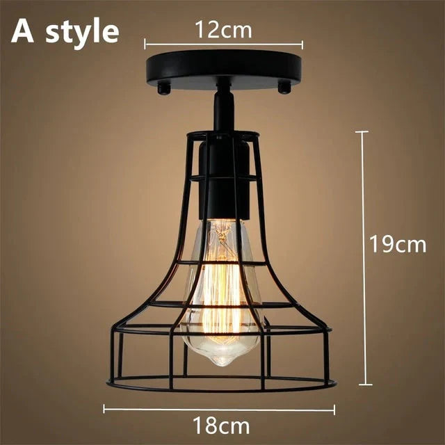 Modern Led Ceiling Lights Adjustable Angle Iron Cage Loft Bulb Lamps E27 Industrial Indoor Lighting