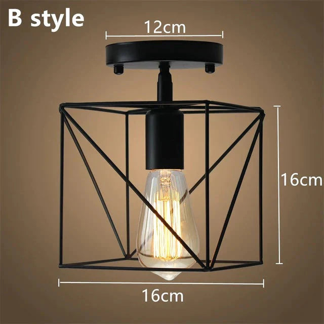 Modern Led Ceiling Lights Adjustable Angle Iron Cage Loft Bulb Lamps E27 Industrial Indoor Lighting