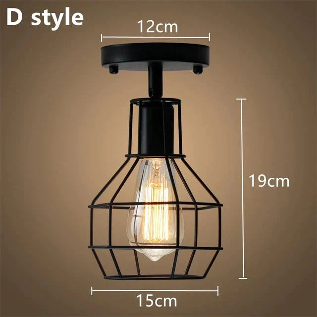 Modern Led Ceiling Lights Adjustable Angle Iron Cage Loft Bulb Lamps E27 Industrial Indoor Lighting