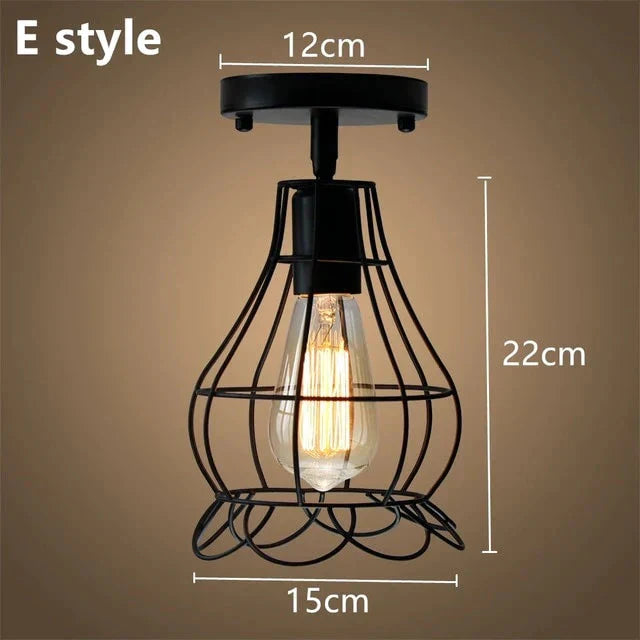 Modern Led Ceiling Lights Adjustable Angle Iron Cage Loft Bulb Lamps E27 Industrial Indoor Lighting