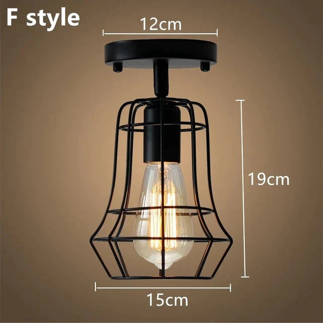 Modern Led Ceiling Lights Adjustable Angle Iron Cage Loft Bulb Lamps E27 Industrial Indoor Lighting