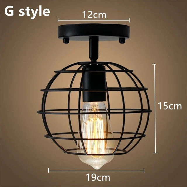 Modern Led Ceiling Lights Adjustable Angle Iron Cage Loft Bulb Lamps E27 Industrial Indoor Lighting