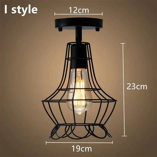 Modern Led Ceiling Lights Adjustable Angle Iron Cage Loft Bulb Lamps E27 Industrial Indoor Lighting