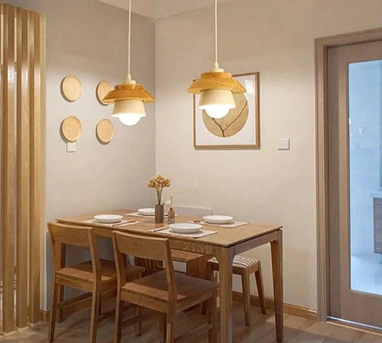 Pendant Light Led Fixture Hanging Kitchen Lamp Dining Room E27 Dinning Lights Wood Modern