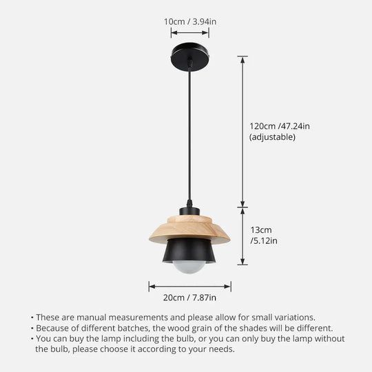 Pendant Light Led Fixture Hanging Kitchen Lamp Dining Room E27 Dinning Lights Wood Modern Black No