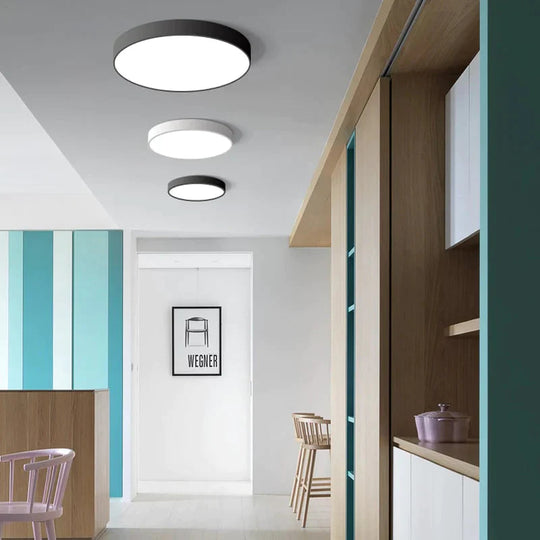 Nordic Led Ceiling Lights Ultra Thin Modern Lighting 23Cm 12W / Black - Cool - White