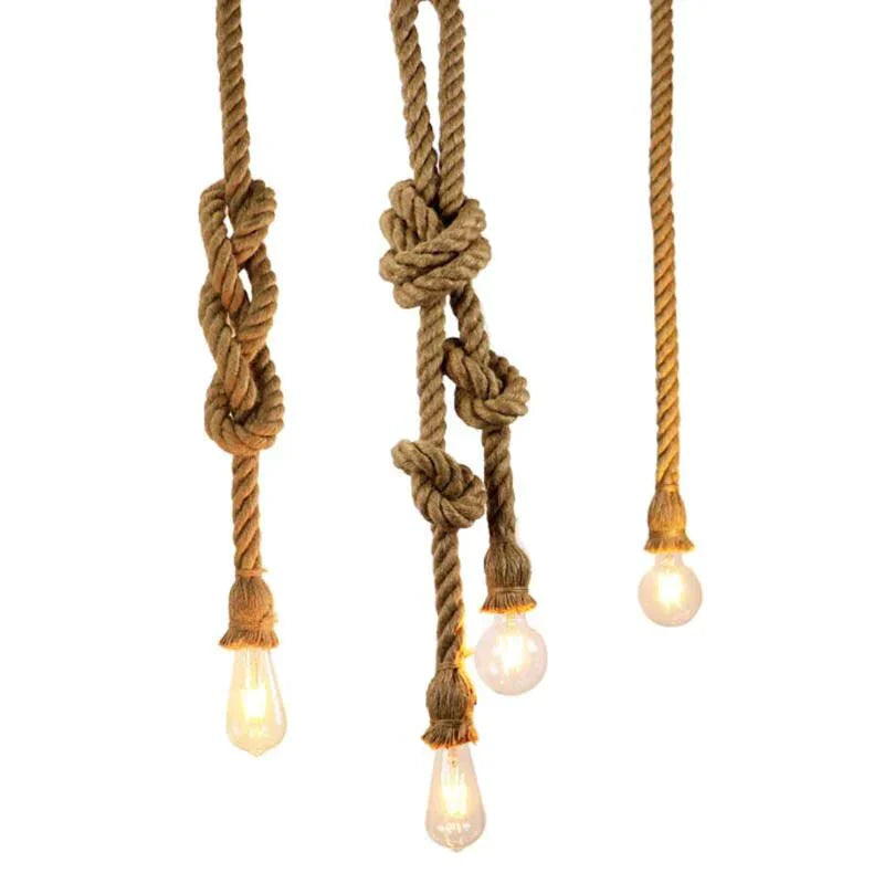 Vintage Rope Edison Pendant Lights Personality Loft E27 Industrial Lamp Hanglamp For Kitchen Cafe