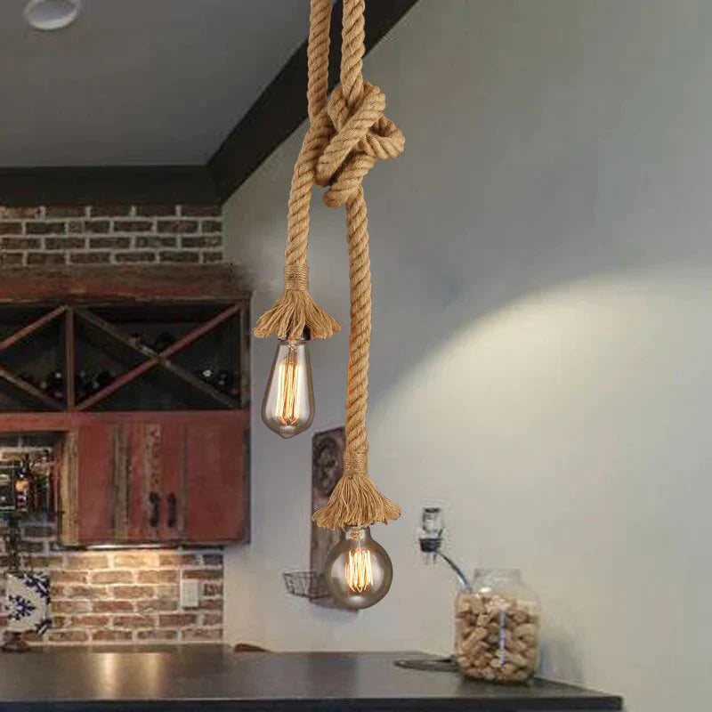 Vintage Rope Edison Pendant Lights Personality Loft E27 Industrial Lamp Hanglamp For Kitchen Cafe