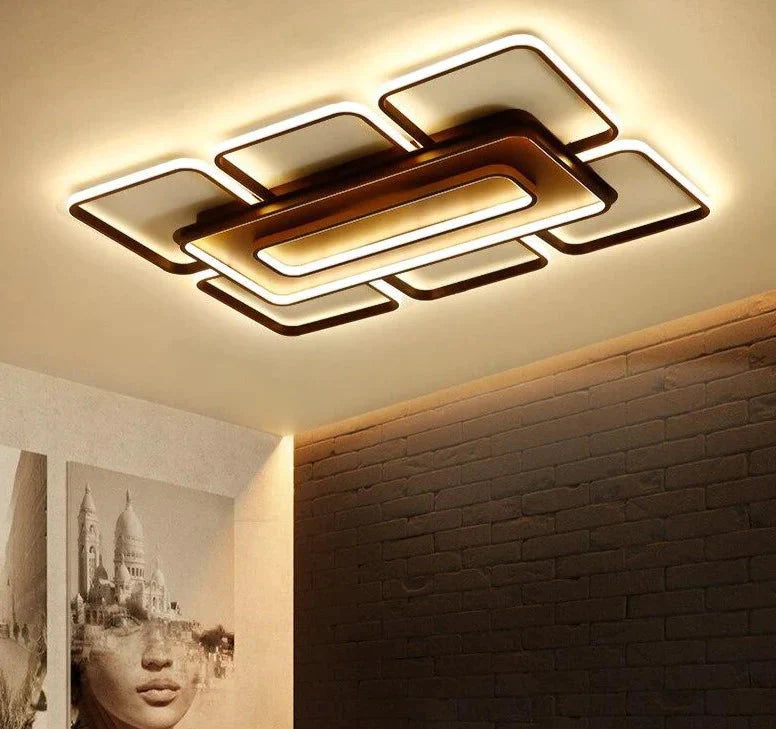 Square Modern Ceiling Lights Led For Living Room Bedroom White And Coffee Color Home Lamp Luminaires