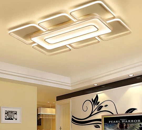 Square Modern Ceiling Lights Led For Living Room Bedroom White And Coffee Color Home Lamp Luminaires