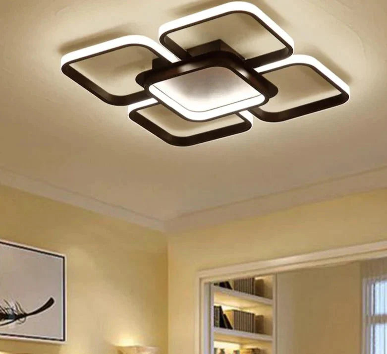 Square Modern Ceiling Lights Led For Living Room Bedroom White And Coffee Color Home Lamp Luminaires