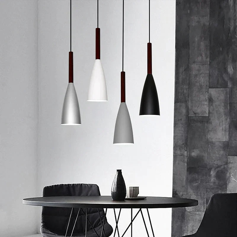 Nordic Minimalism Droplight E27 Aluminum Wood Pendant Lights Home Restaurant Decor Lighting Lamp