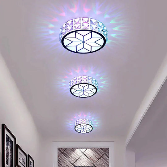 Modern Metal Crystal Ceiling Lamp For Hallway Dinning Room 6W/12W Glass Lampshade Round Aisle