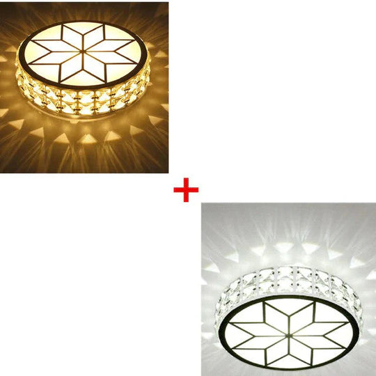 Modern Metal Crystal Ceiling Lamp For Hallway Dinning Room 6W/12W Glass Lampshade Round Aisle