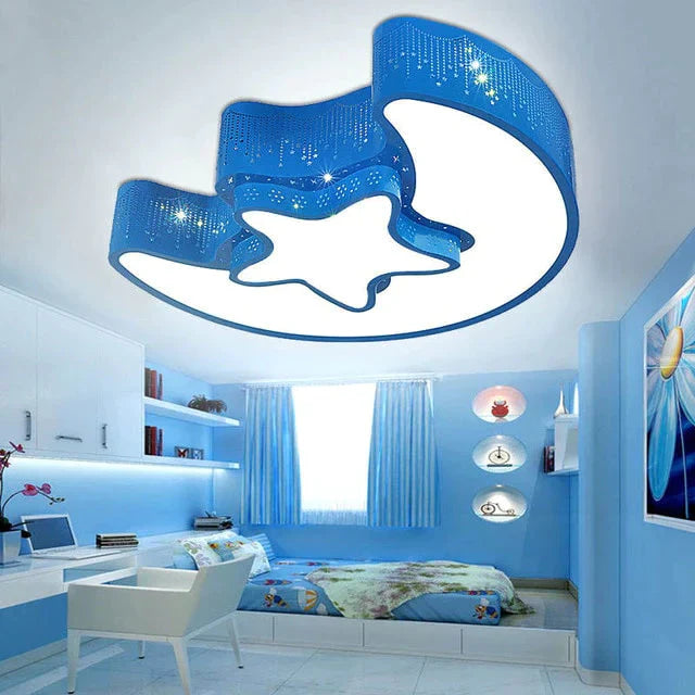 Modern Remote Control And Bluetooth Speaker Ceiling Lights Star Moon Blue 55X45 / Without Only Warm