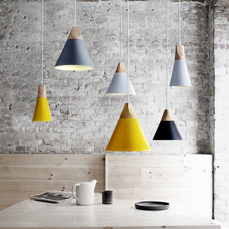 Pendant Lights Modern Wood Lamp Nordic Light For Cafe Restaurant Bedroom Hanglamp Kitchen Colorful