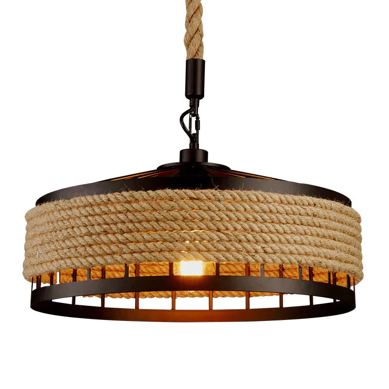 Loft Pendant Lamp Vintage Rope Hemp Chandelier Retaurant Living Room Bedroom Bar Pub Club Cafe