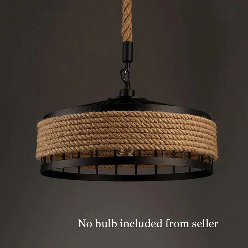 Loft Pendant Lamp Vintage Rope Hemp Chandelier Retaurant Living Room Bedroom Bar Pub Club Cafe