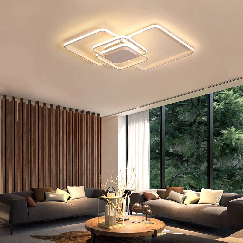 Rectangle Modern Led Ceiling Lights For Living Room Bedroom Study White/Brown Color Square Lamp