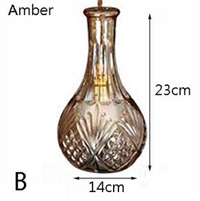 Modern Personality E27 Glass Hanging Lights Wine Bottle Engraved Pendant Lamps For Dining Room