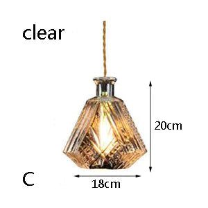 Modern Personality E27 Glass Hanging Lights Wine Bottle Engraved Pendant Lamps For Dining Room